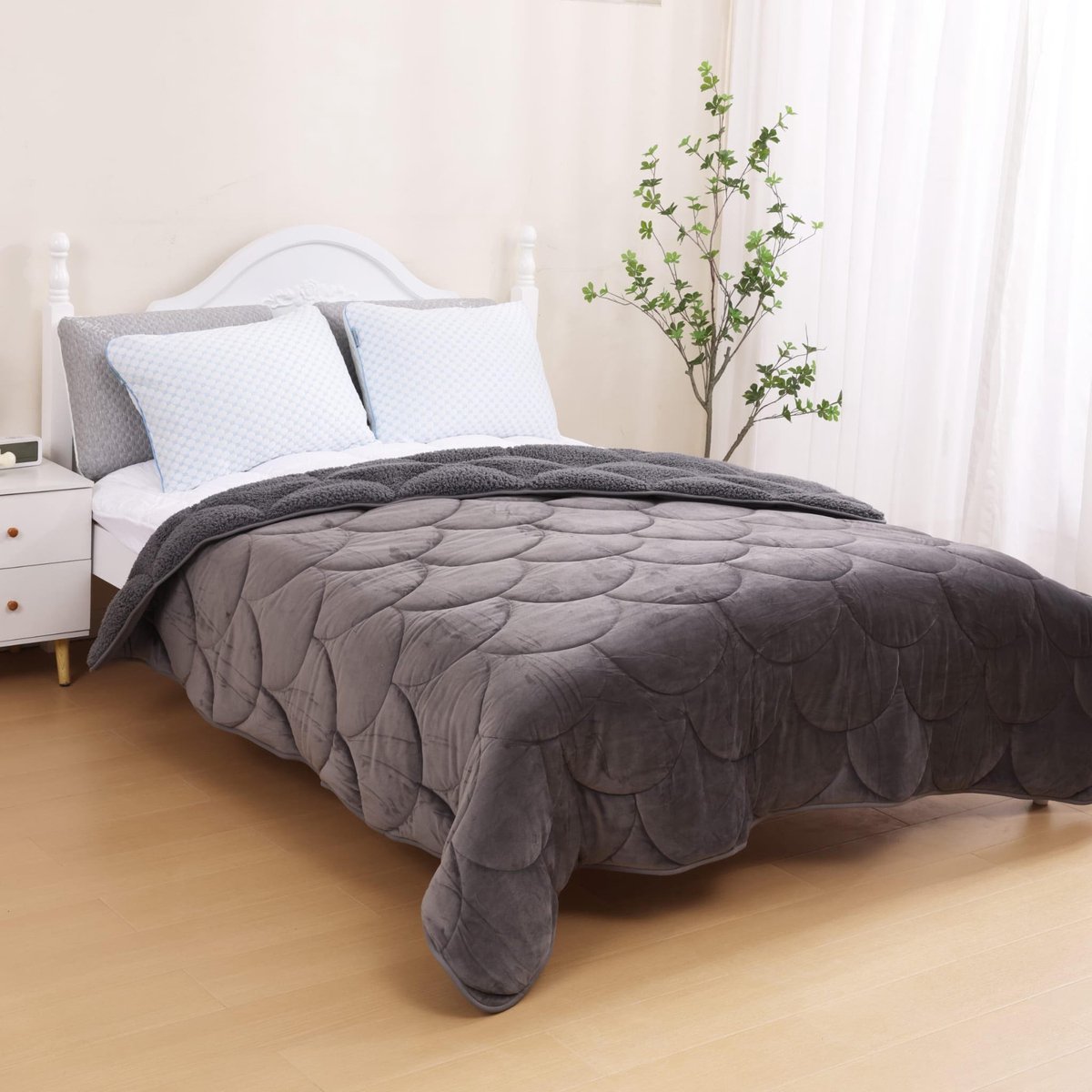 Velvet Sherpa Comfort Dekbed - 200x200 cm - Grey - All Year
