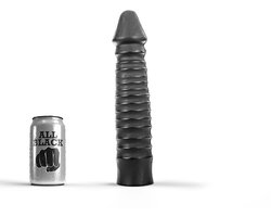 All Black Zwarte grote dildo met geribbelde schacht