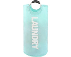 Opvouwbare wasmand - 90 liter inhoud - wasverzamelaar met handvat - Oxford stoffen wasmand - waterdichte waszak - wasmand - draagbare wassorteerder - opbergcontainer - flessenverzamelaar-Meerblauw