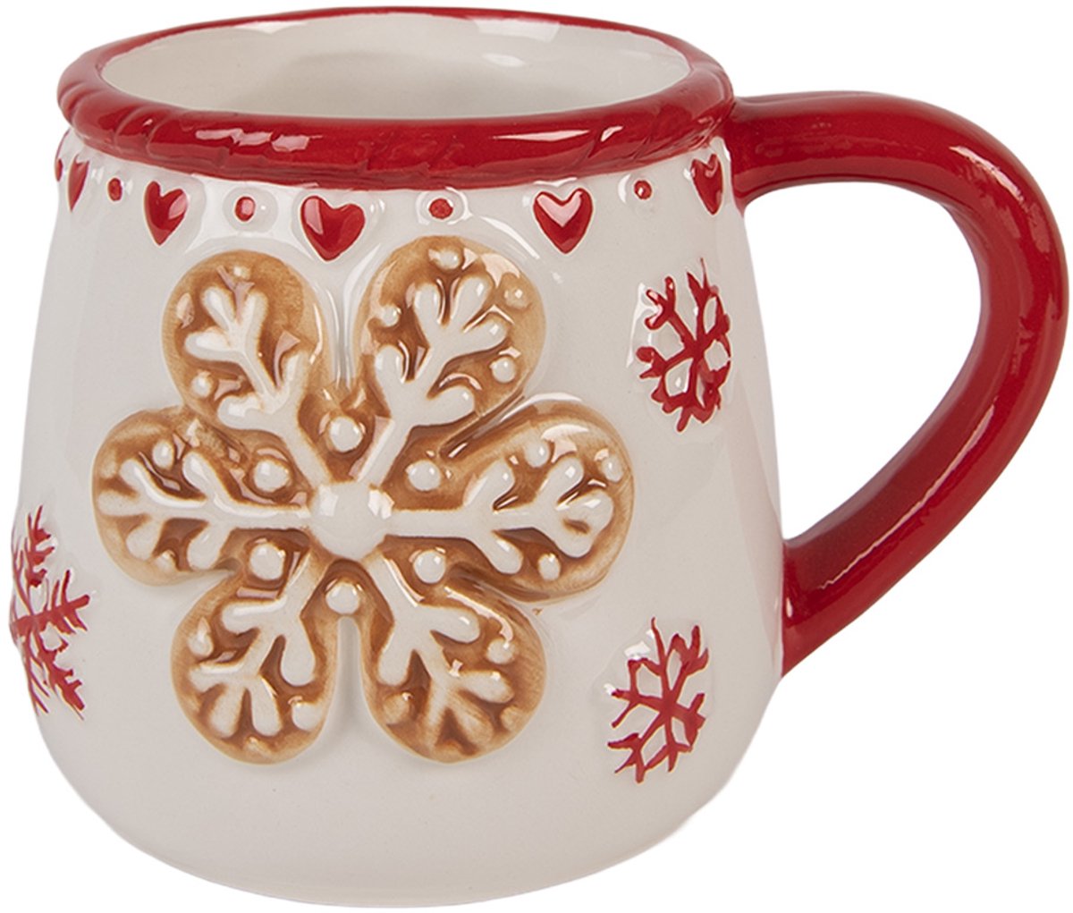 Clayre & Eef Mok 375 ml Wit Keramiek Sneeuwvlokken