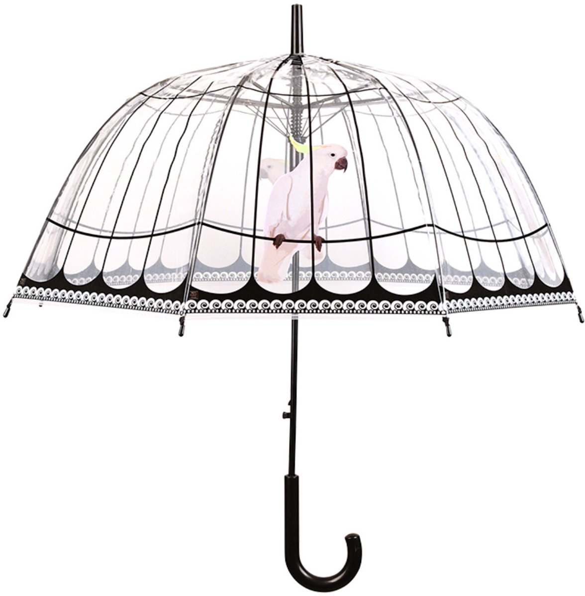 Paraplu vogelkooi transparant / zwart