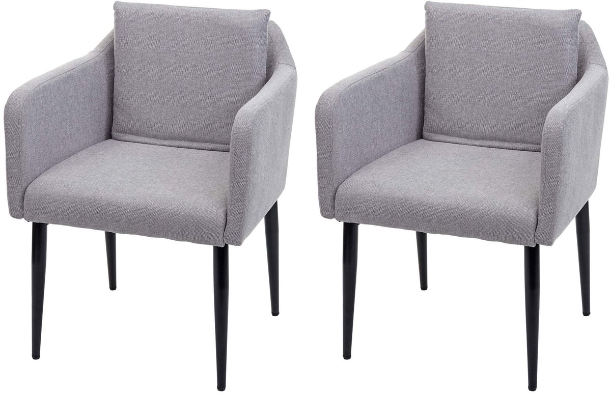 Set van 2 eetkamerstoelen MCW-H93, keukenstoel fauteuil stoel ~ stof/textiel lichtgrijs