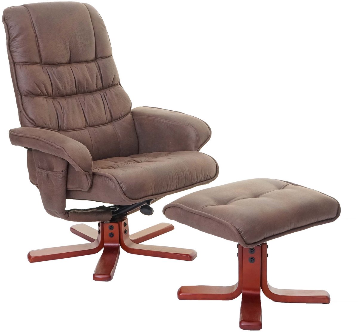 MCW Relaxfauteuil MCW-E30, televisiefauteuil Ligfauteuil TV-fauteuil met voetenbank, MVG-gecertificeerd ~ imitatiesuède bruin