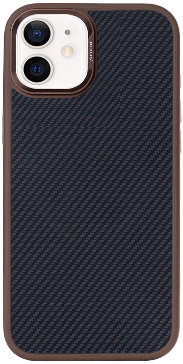 Rixus Mag Carbon With MagSafe For Apple iPhone 12, 12 Pro Brown