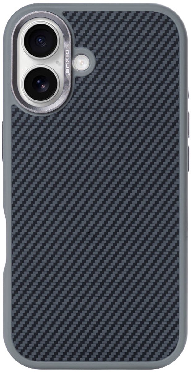 Rixus Mag Carbon With MagSafe For Apple iPhone 16 Plus Titanium Grey