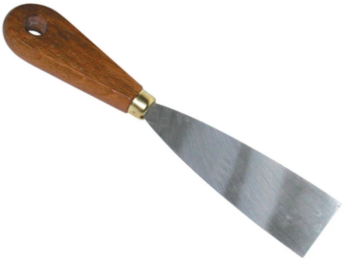 Plamuurmes 60 mm houten greep - verchroomd staal