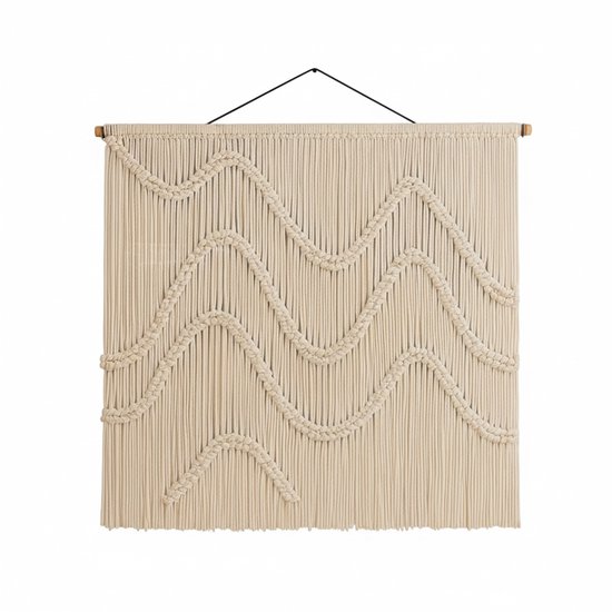 Primaro Wandkleed - Wandtapijt - Bohemian decoratie - Macrame - Wanddecoratie - Handgemaakt - Beige - 1x1 meter