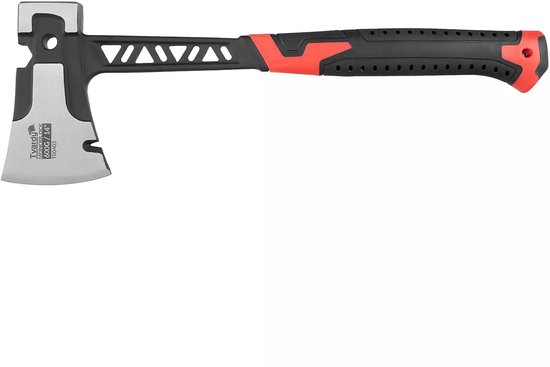 Tvardy Bijl met hamerkop twee-in-een - staal uit een stuk - trillingsdempende antislip greep - 36 cm - zwart-rood - hout hakken en wiggen inslaan - bouw, tuin — afbeelding 5
