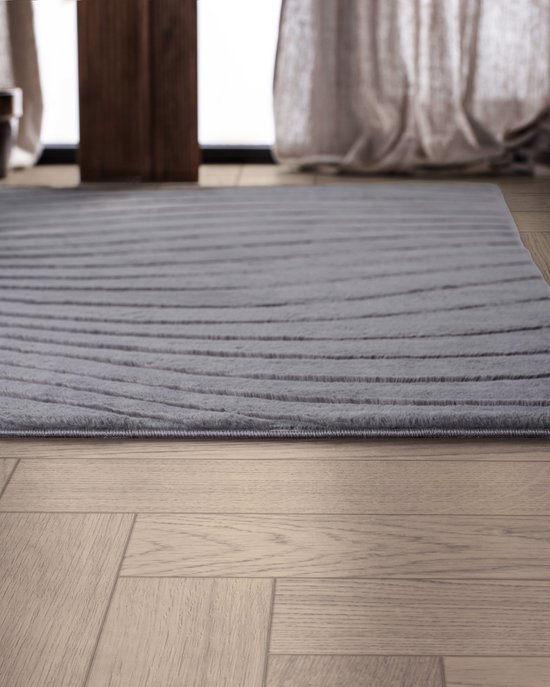 Carpetique Vloerkleed Rechthoek - 160x230 cm – Grijs - Antislip – Japandi & Scandinavisch Woonkamer Tapijt