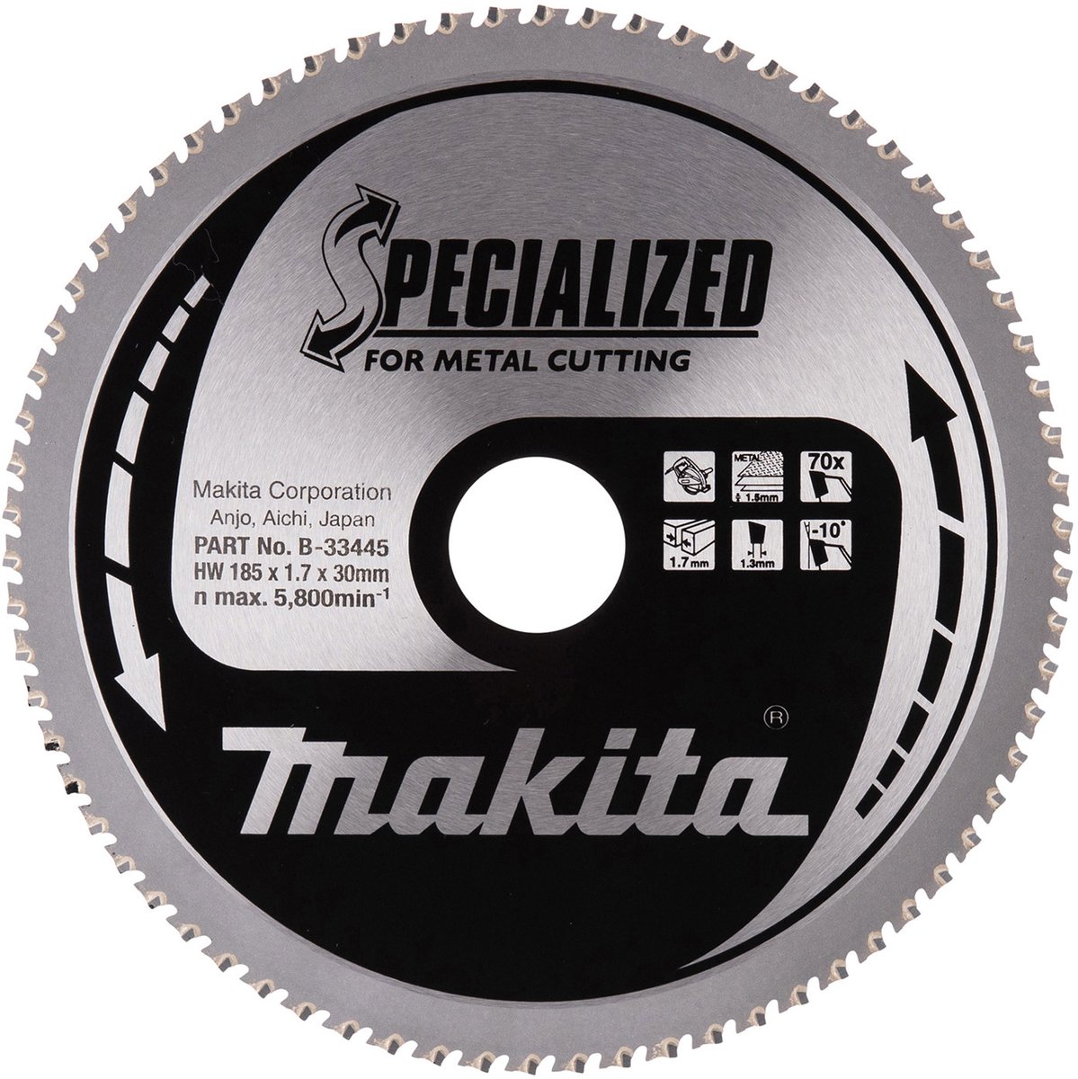 Makita B-33445 Cirkelzaagblad Dun plaatstaal | Specialized | 185 x 30 mm | 70-tands
