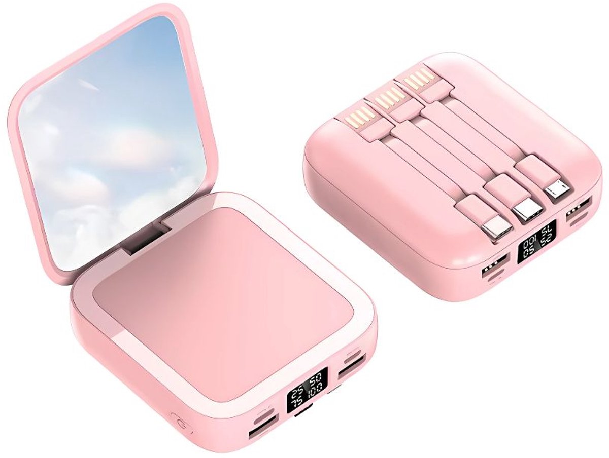 Powerbank 10.000 mAh Draagbare Oplader met Ingebouwde Kabels - Powerbank - €34,99