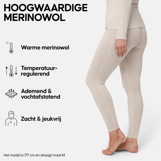 DANISH ENDURANCE Thermo Leggings - Dames - Merino Wol - Thermobroek - Gebroken Wit - Maat XS — afbeelding 3