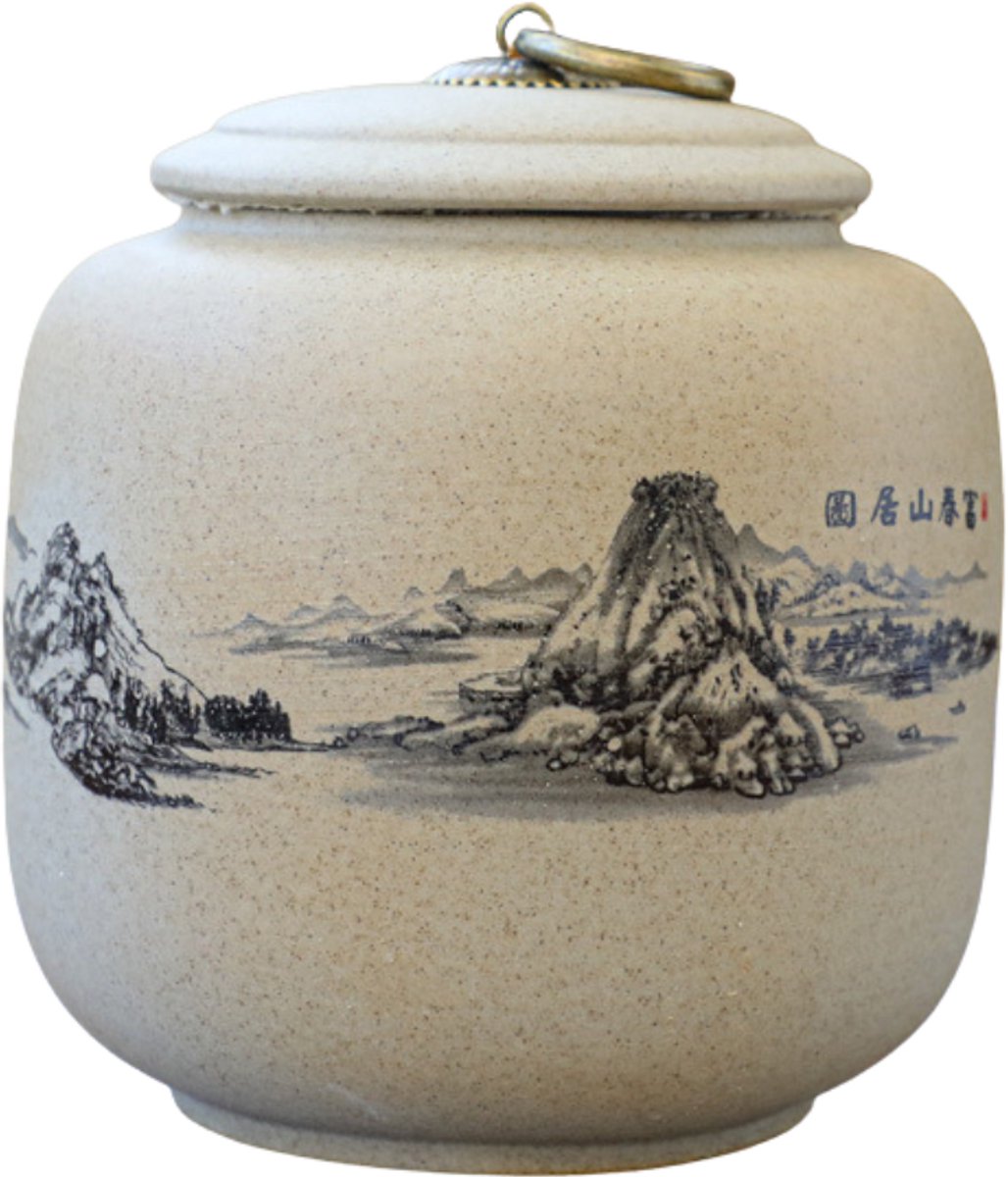 JinSho - Ceramic Tea Canister - Thee Voorraadpot - Japanese Mountain - 800ml