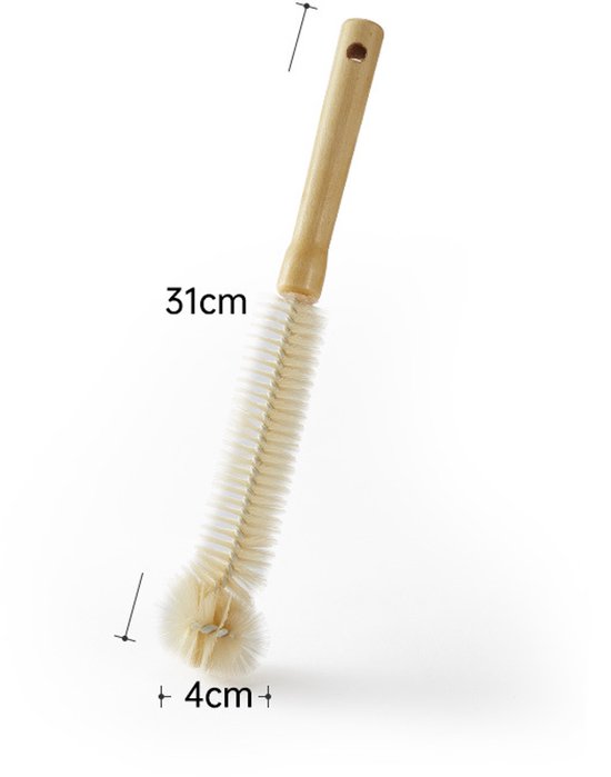 Flessenborstel - Schoonmaakborstel - 31*4 cm - Flessenrager - Drinkflesborstel - Komborstel met houten handvat - fijnharig penseel - houten van Merkloos — afbeelding 5