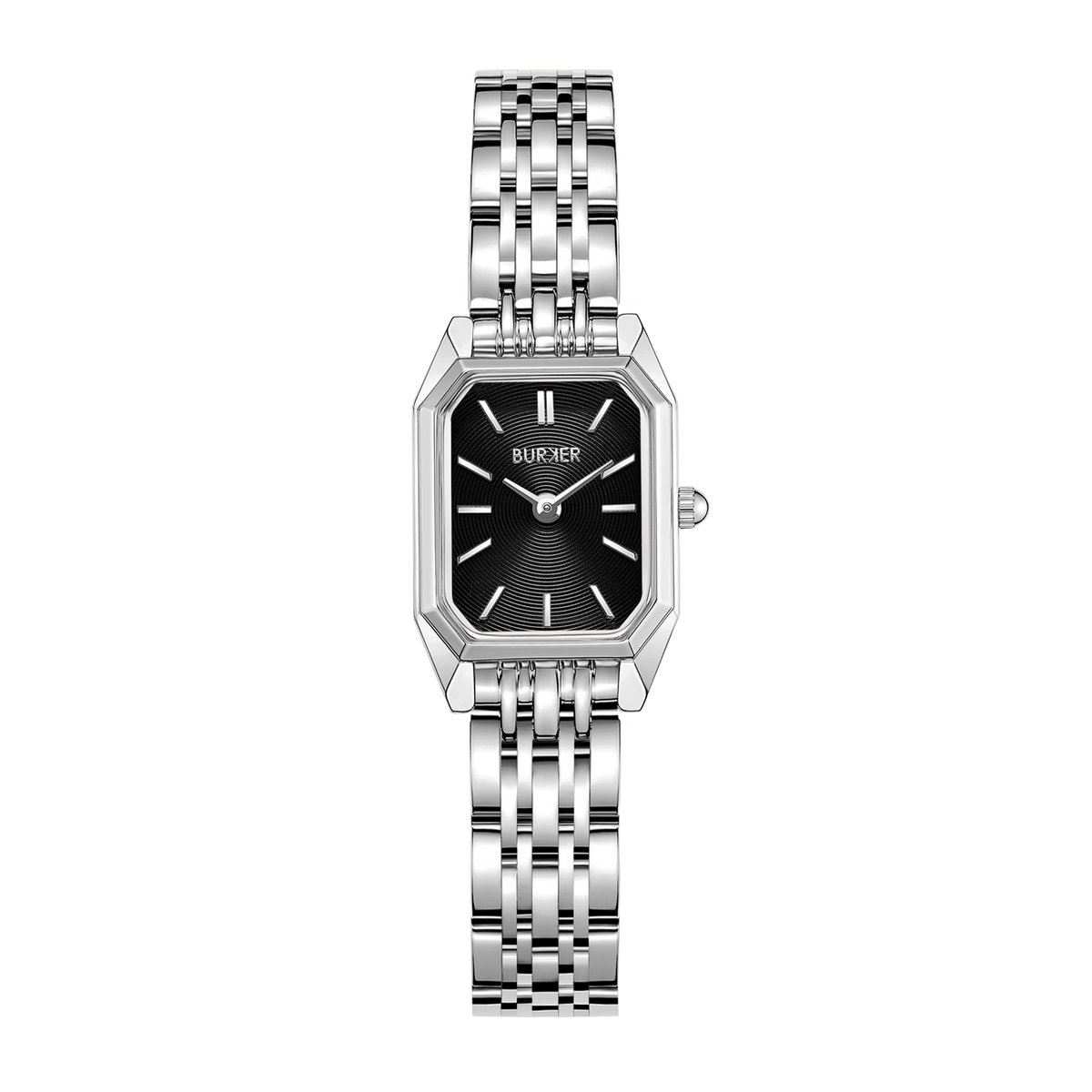 BURKER Isabell Petite Horloge Dames - Rechthoekig - Zilver Zwart - Schakelband - 29 mm