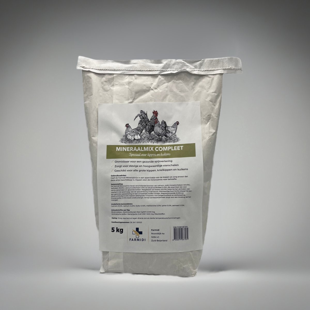 Farmidi Mineraalmix voor Kippen – Grit & Maagkiezel – Ondersteunt Spijsvertering & Stevige Eierschaal