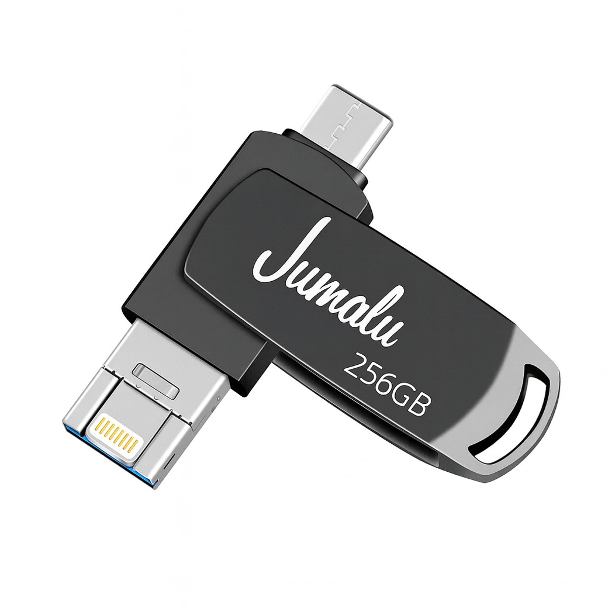 3 in 1 USB Stick 256GB - USB-A, USB-C & Lightning - USB 3.0 - Flash Drive - Universeel - voor Smartphones, Tablets, Laptops etc - Space Grey