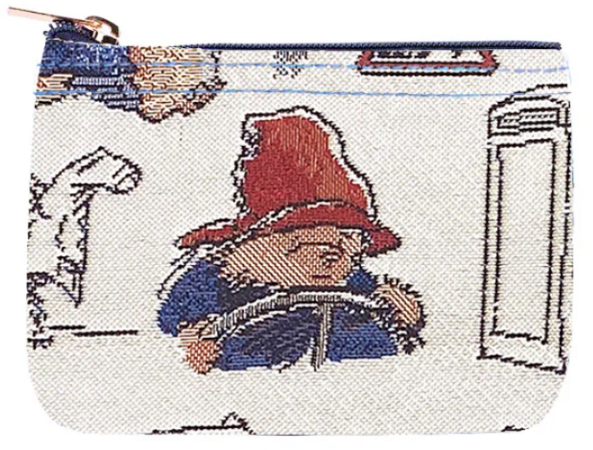Ritsportemonnee - luxe gobelinstof - Paddington Bear - Beertje Paddington - Creme achtergrond