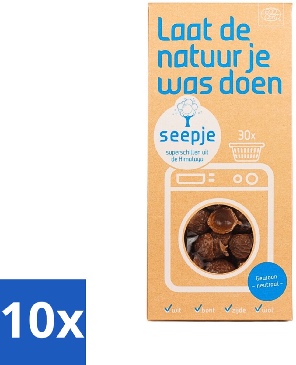 10 x Seepje - Wasmiddel - Milieuvriendelijk & Zeer Zacht - 'Gewoon neutraal' - 150 gr - Natuurlijk Wasmiddel - Milieuvriendelijk Wasmiddel - Zacht Wasmiddel - Saponine Wasmiddel - Gevoelige Huid