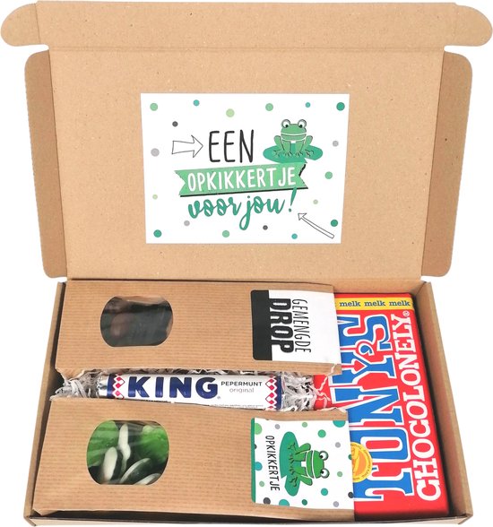 Cadeau boîte aux lettres remontant - Un remontant voor jou - Candy frogs - Tony Chocolonely -Drop mix - King peppermint