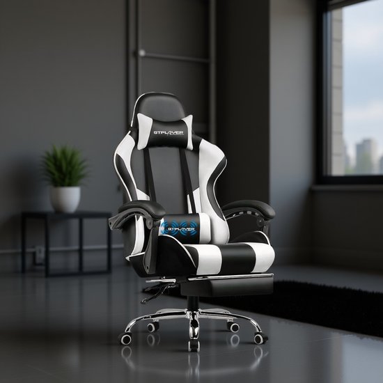 Ergonomische Gaming Stoel met Massage Lendenkussen Wit - Ergonomische - €330,00