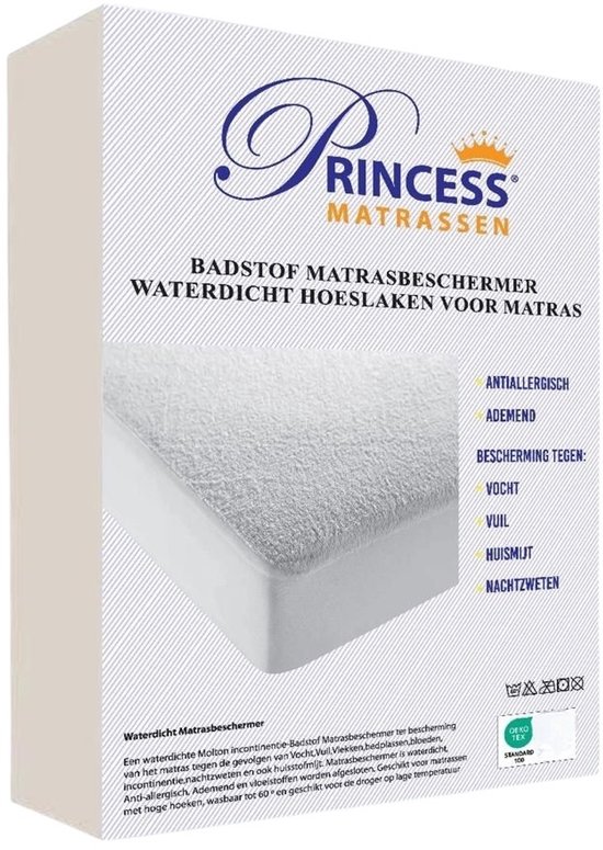 Verpakking van Princess matrassen waterdichte hoeslaken matrasbeschermer.