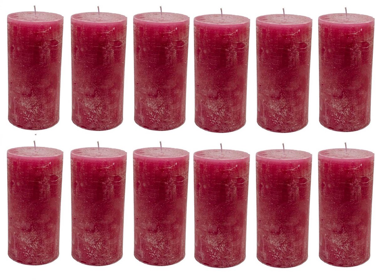 Stompkaars - stompkaars | pink | ø10x20 cm - roze - ø10x20x set van 12 stuks in doos
