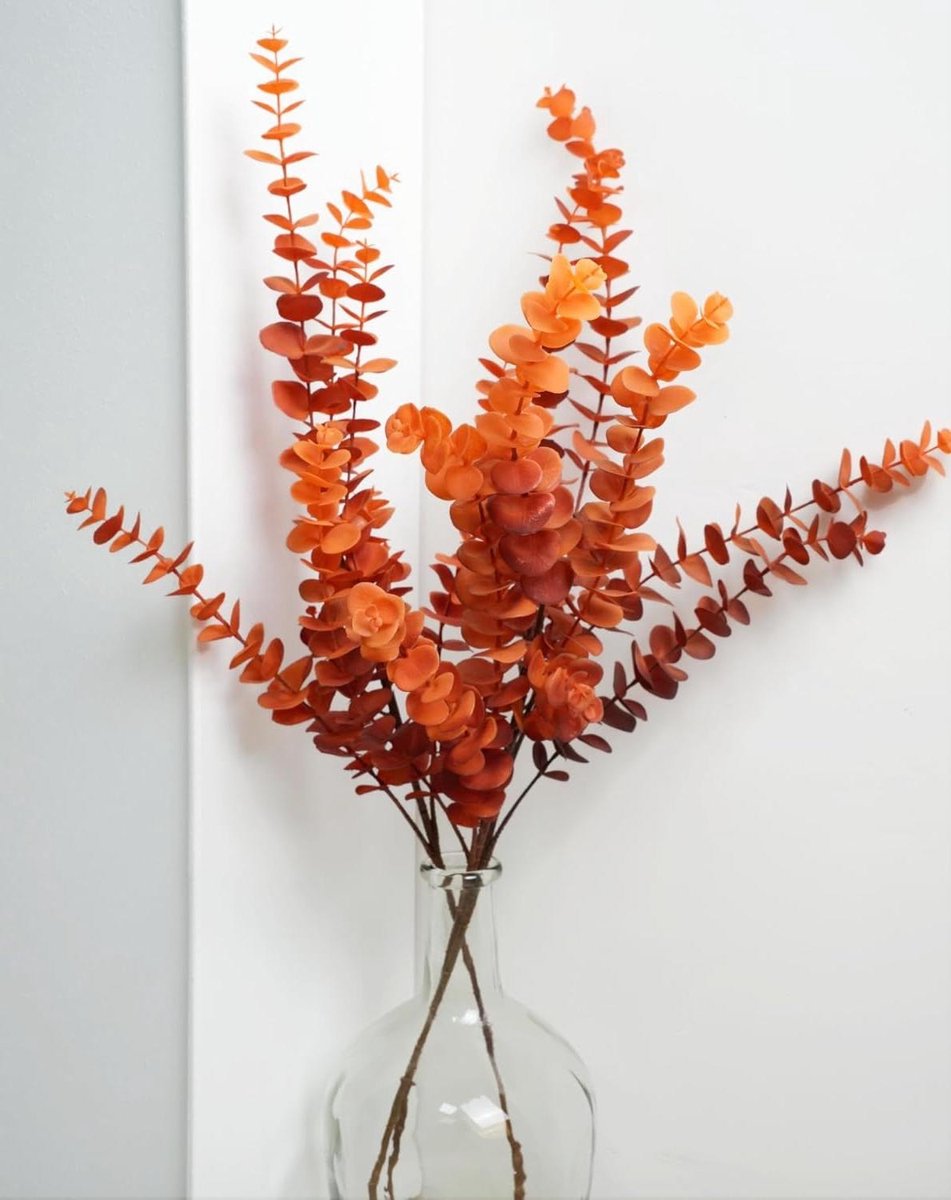 Allecto plus - Kunstmatige eucalyptus herfsttakken, 3 stuks, 80 cm - Decoratieve takken voor herfstdecoratie - Kunstplanten thuis - Festival en tafeldecoratie - Thanksgiving en Halloween.