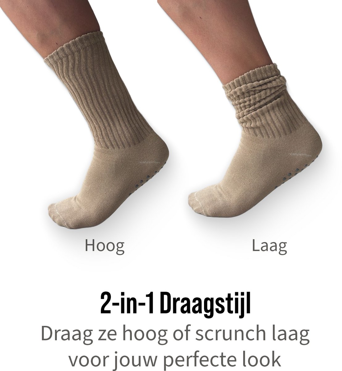 Yoga Sokken Set van 3 – Wit, Bruin, Beige – Antislip – Hoog - Laag te Dragen – One Size – Pilates - Fitness Sokken — cadeau in Sport & Outdoor - foto 5