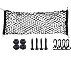 Bagagenet Auto – Kofferbaknet 110x40 cm – Elastisch Opslagnet met Bevestigingsmateriaal – Universeel Laadruimte Organizer – Anti-Slip Bagage Houder