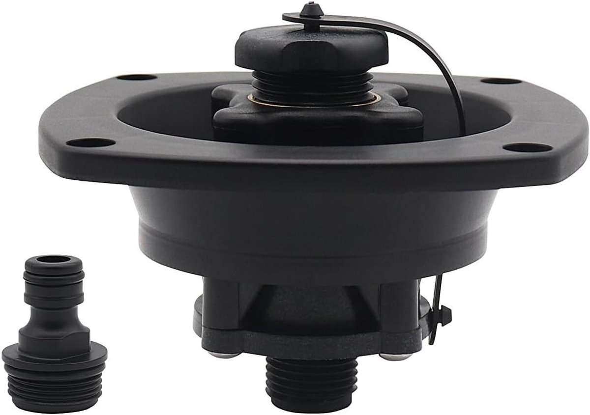Allecto plus - Waterinlaat vervanging voor camper en boot - Met terugslagklep - Reguleerbare waterdruk - Eenvoudige aansluiting - Zwart.