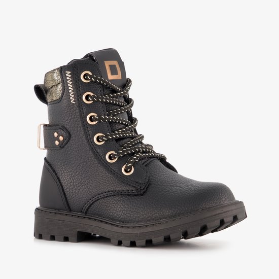 Bottines à lacets Blue Box pour filles, noires avec détails dorés - Pointure 24