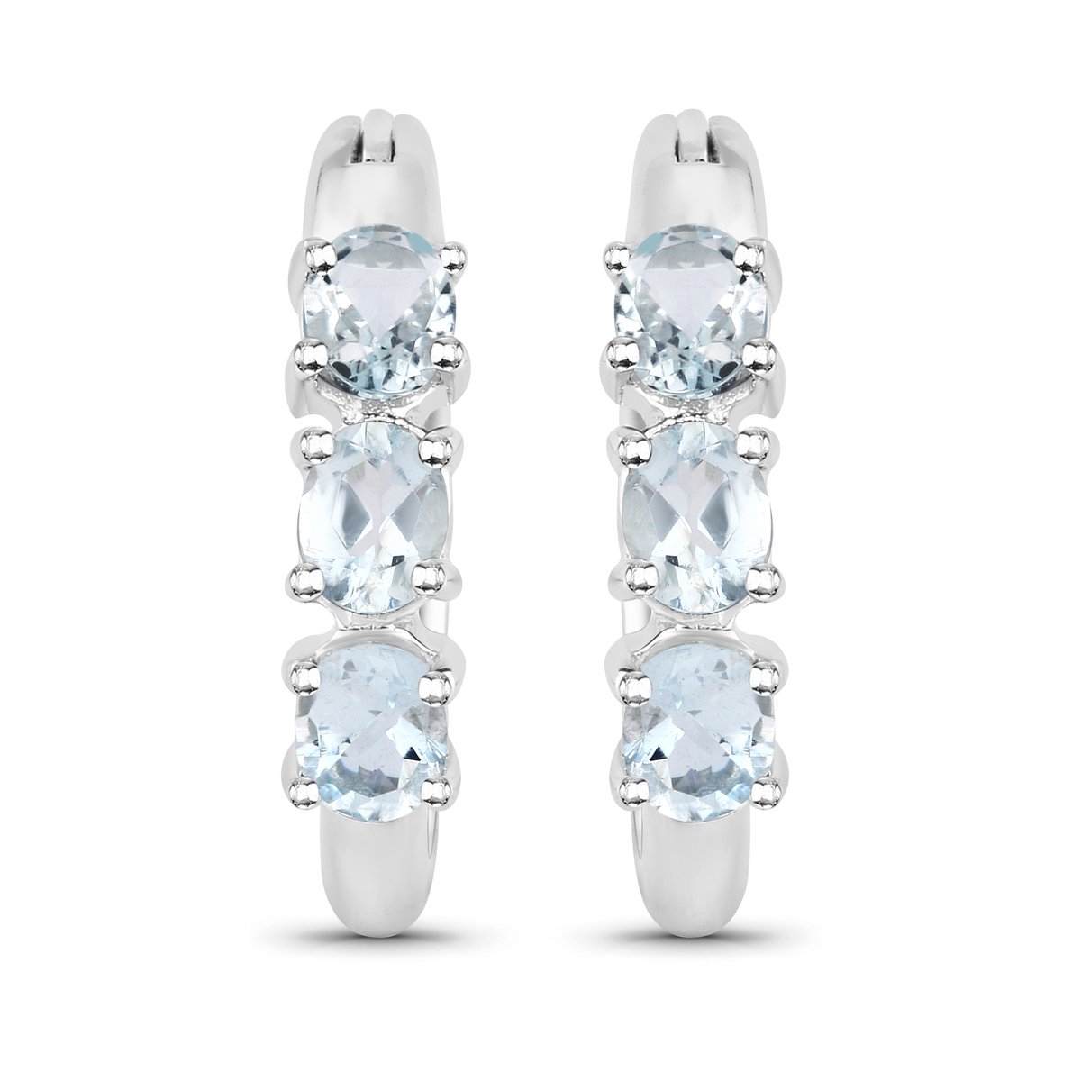 Vira Jewels Ohrringe Silber 925 rhodiniert mit 6 hellblauen Aquamarinen
