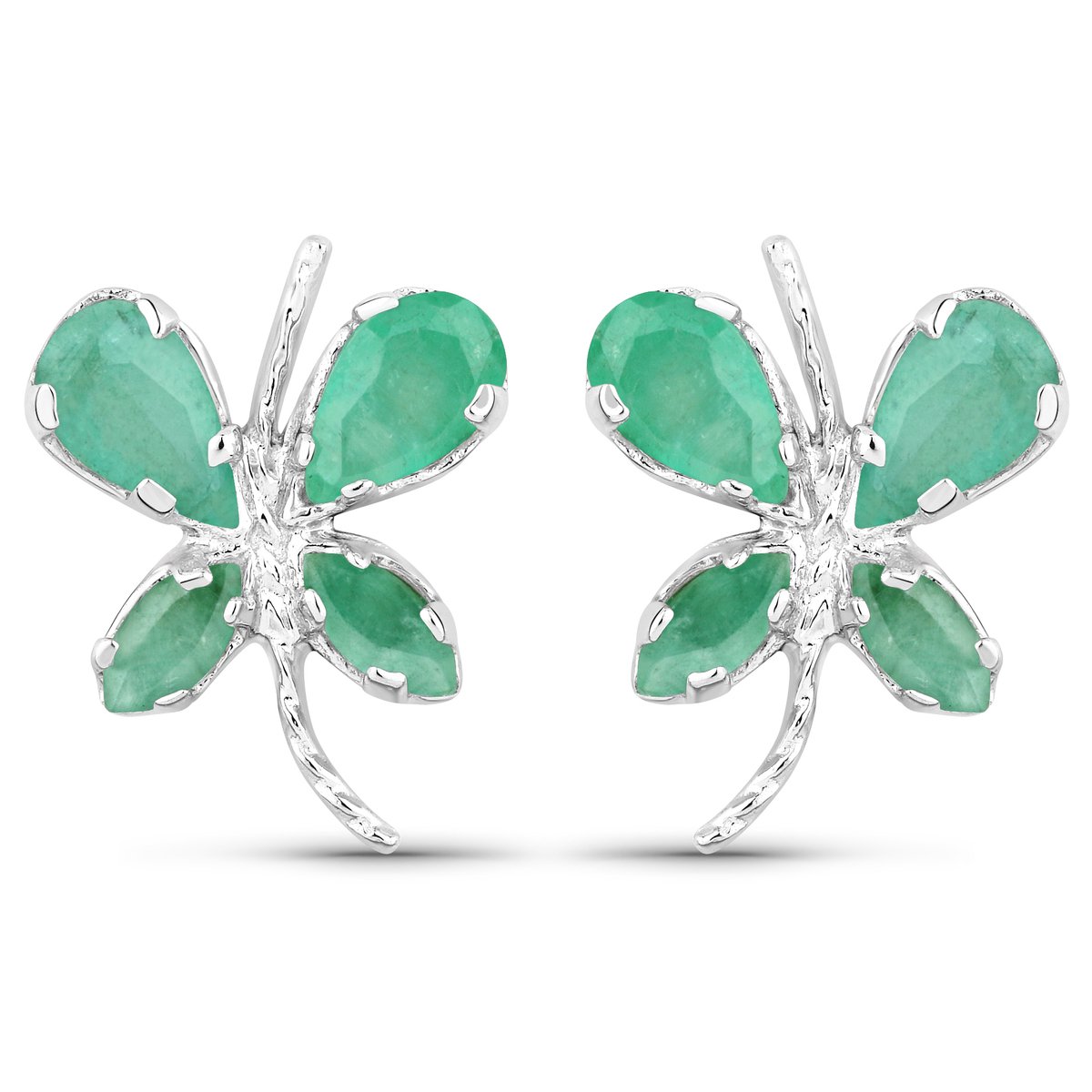 Vira Jewels Ohrringe Silber 925 rhodiniert Schmetterling-Motiv mit echtem Smaragd