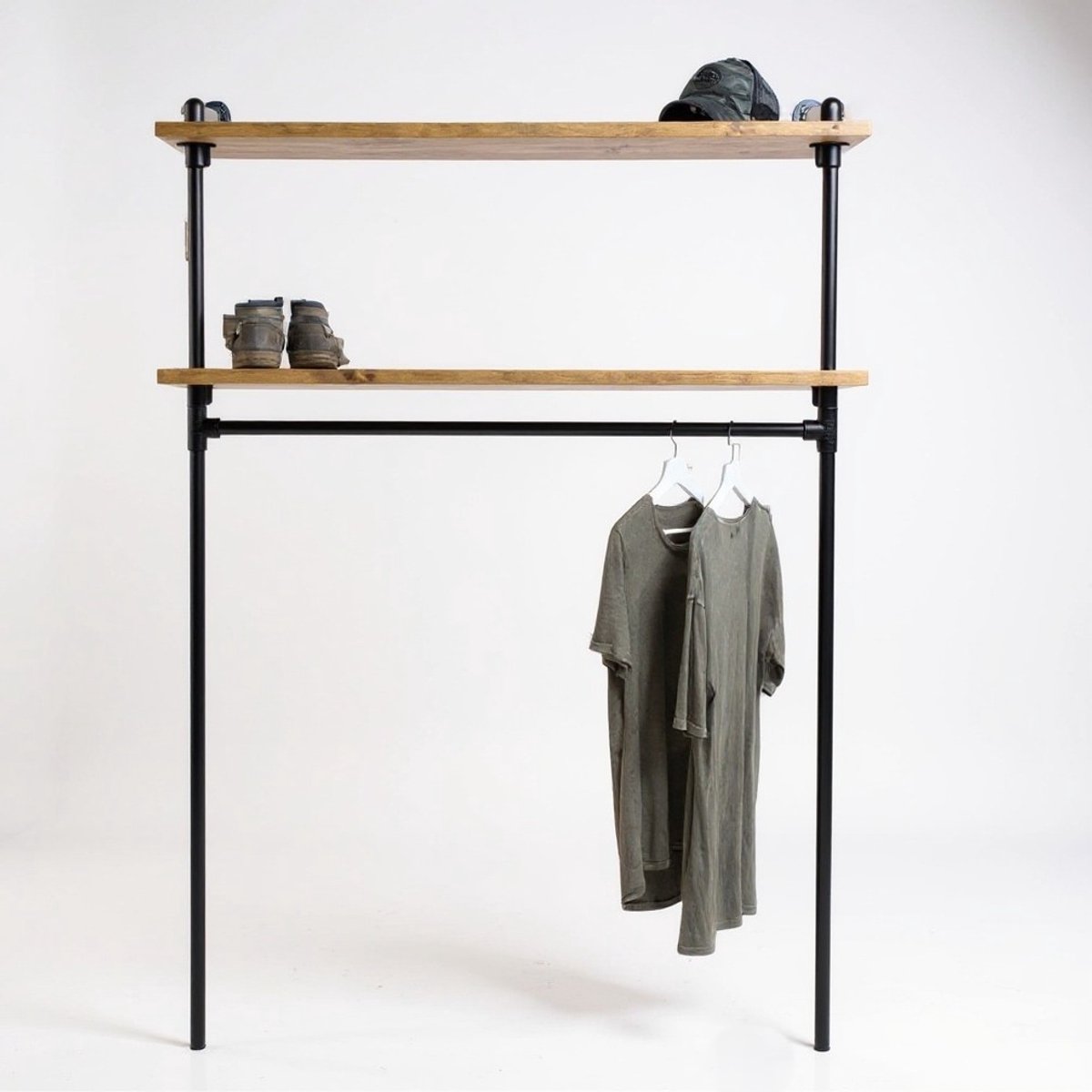 Design85 Industrieel Kledingkast Zwart 100 cm Breed 1 Stuk Kleur Bruin
