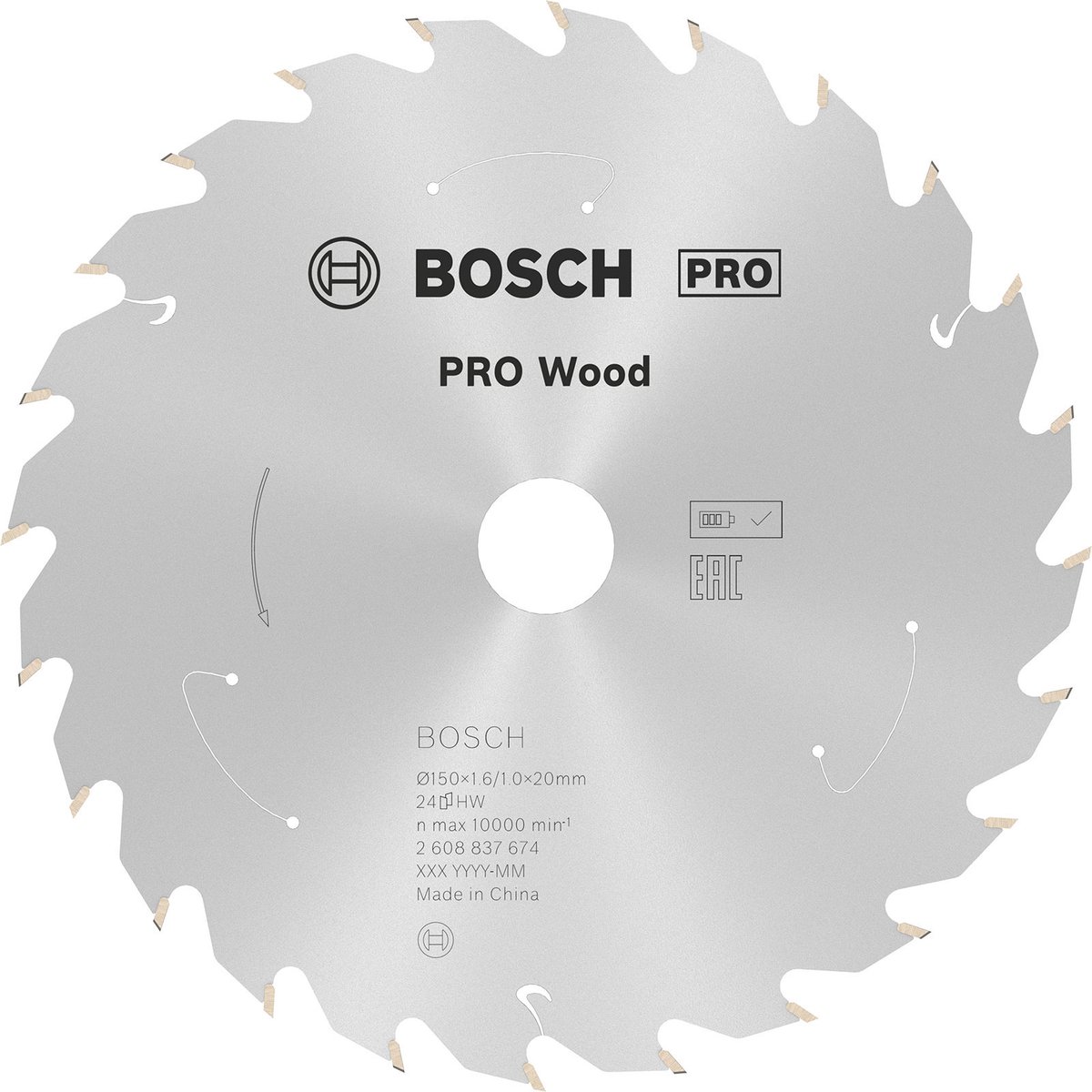 Bosch PRO Wood snoerloze zaagblad voor cirkelzagen 150 x 1,6 x 20 mm - 2608837674