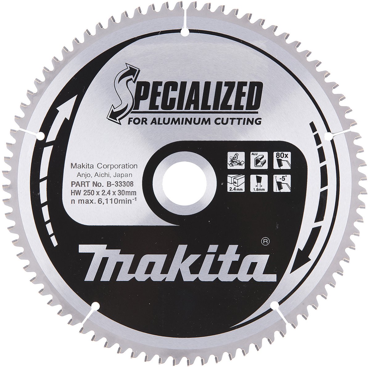 Makita Toebehoren - Zaagblad voor aluminium, 250x30 mm, 80 tanden B-33308