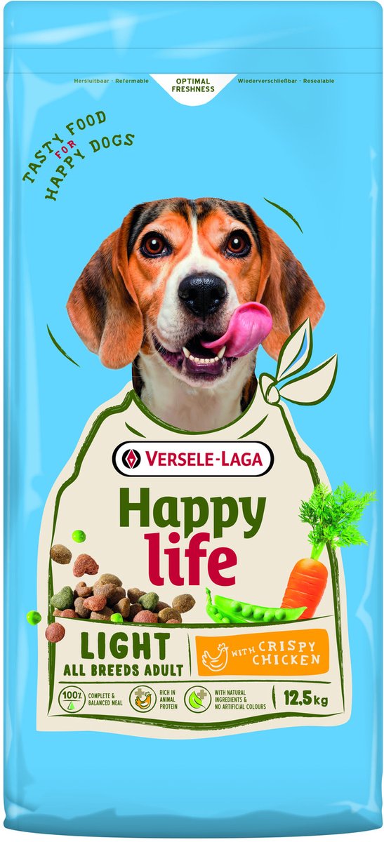 Versele-Laga Versele-Laga Happy Life - Droogvoer Voor Honden - Lichtgewicht Kip - 12,5 kg