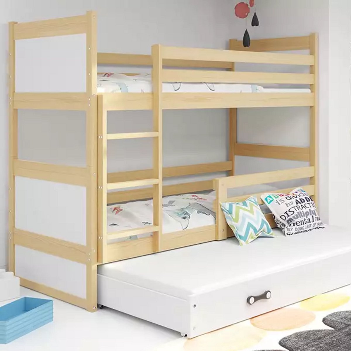 BMS - Triple Youth Bed - 90x200 - Pine/White