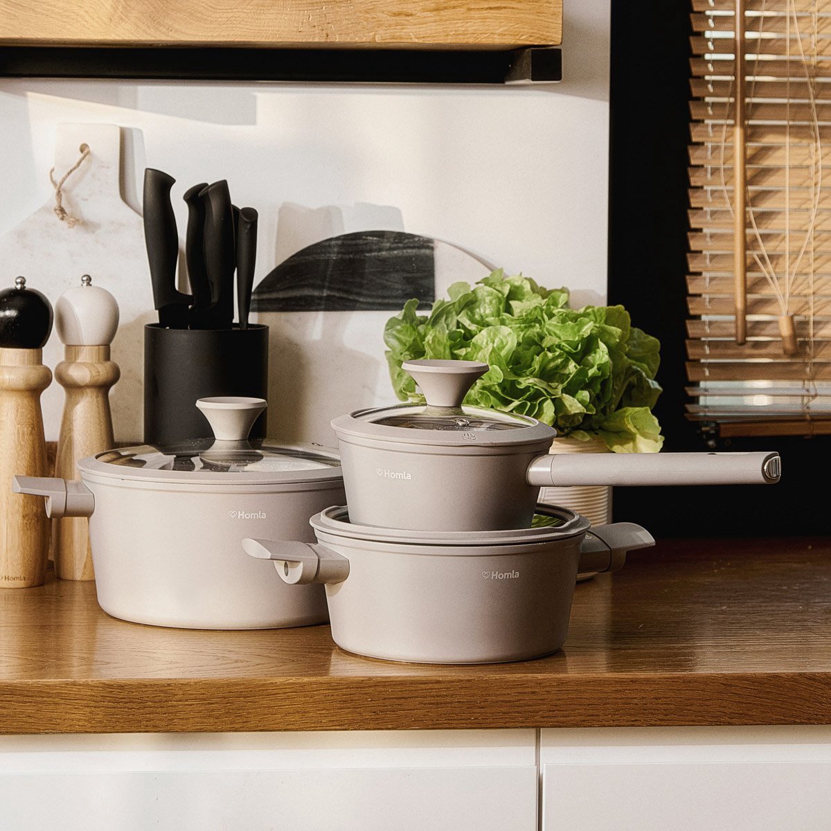 HOMLA - Pots set - TRISTAN - grey - 6 el.