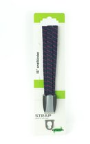 Donkerblauwe snelbinder met rode stippen, 16 inch, verpakt in karton met groene en witte accenten. "STRAP MADE IN HOLLAND WIDEK".