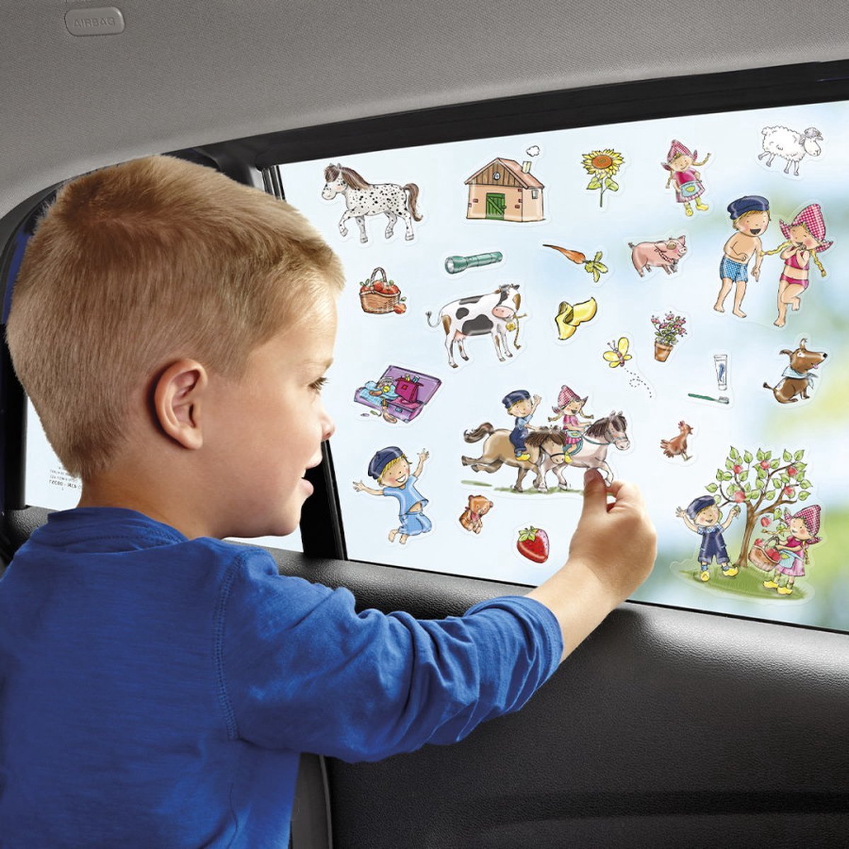 Fien & Teun Verplaatsbare raamstickers - 4 stickervellen - Met speelachtergrond - Peuter en kleuter speelgoed - Knutselen - Voor meisjes en jongens - Vanaf 3 jaar - Speelgoed kinderen - Totum — afbeelding 4