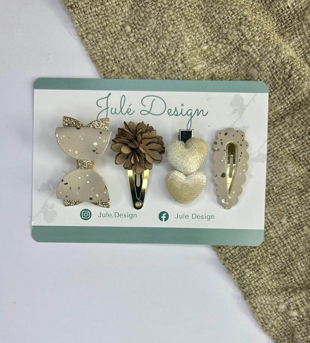 Julé Design haarspeldjes Bo beige / taupe / goud