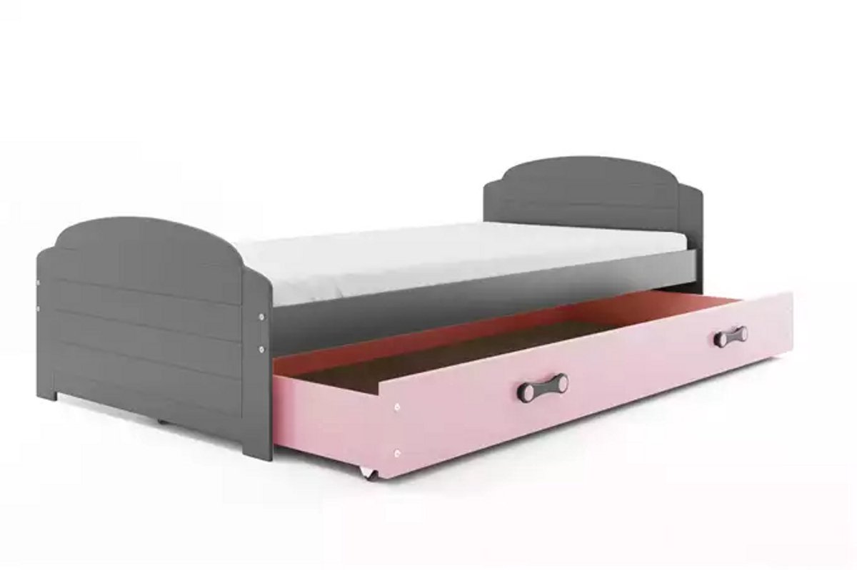 BMS - LILI - Bed 90x200 cm - Jongeren - Grafiet/Roze