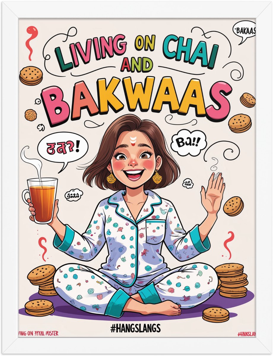 Funny Hindi Slang Poster Chai – Quirky Wall Art Print – Indian Home & Living Room Décor – 30×40 cm / A3 White