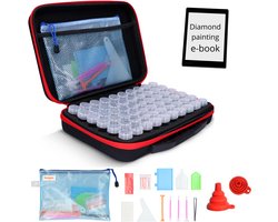 BooGoo® Diamond Painting Opbergdoos Premium Edition – Inclusief e-book – 60 Potjes – Luxe Koffer met Accessoires – Incl. Etui & Stickers