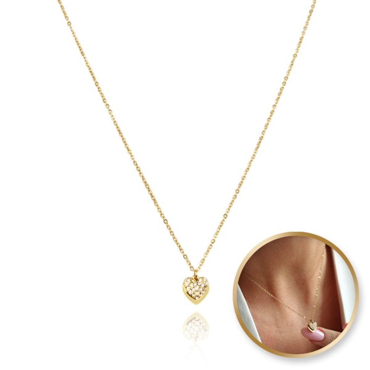 mooie hartje ketting met steentjes 14 k goud verguld / VERJAARDAG CADEAU / voor jong en oud / voor vrouwen en meisjes / elegant / sOwiesO shop / roestvrij staal / leuke cadeau / luxe doos erbij / hartje ketting / collier / sieraden /