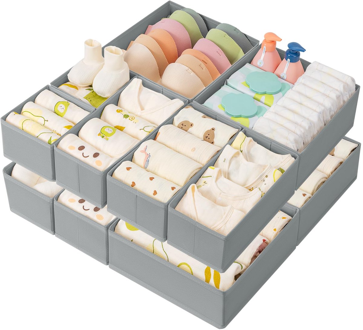 Azomor® Set van 10 Opvouwbare Lade Organizers voor Sokken, Ondergoed en Babyspullen
