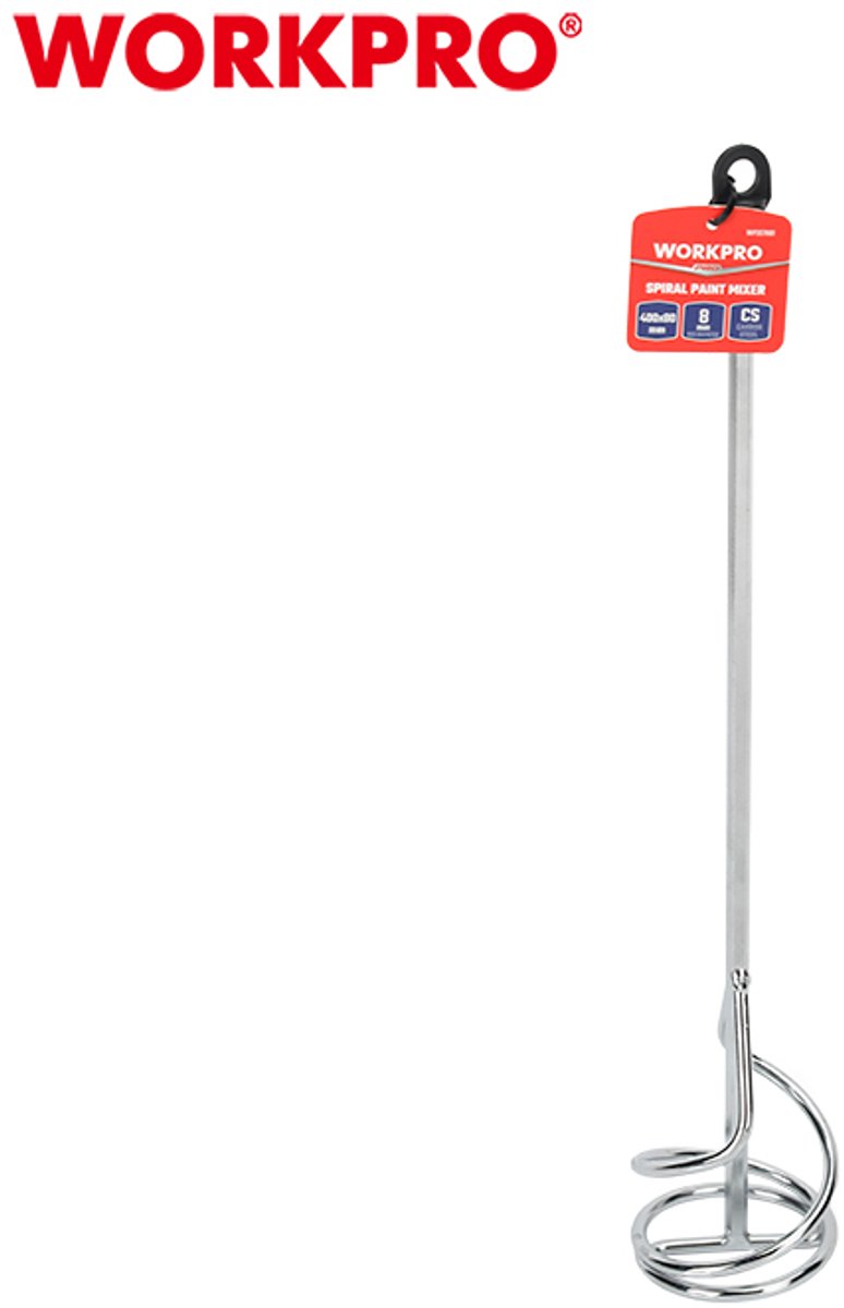 WORKPRO WP327001 Verfmenger 400×80 mm – Spiraalmodel – Voor Verf, Cement, Gips en Mortel – Voor Boormachine
