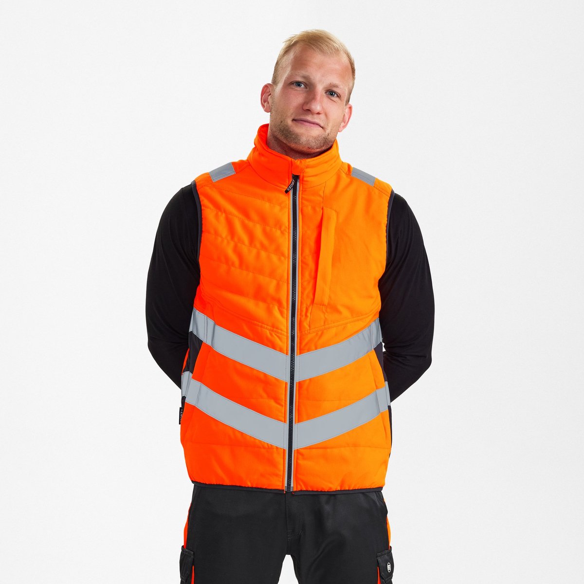 Engel Safety gewatteerd bodywarmer 5159-158 - Hi-vis Orange / Anthracite Grey - XL